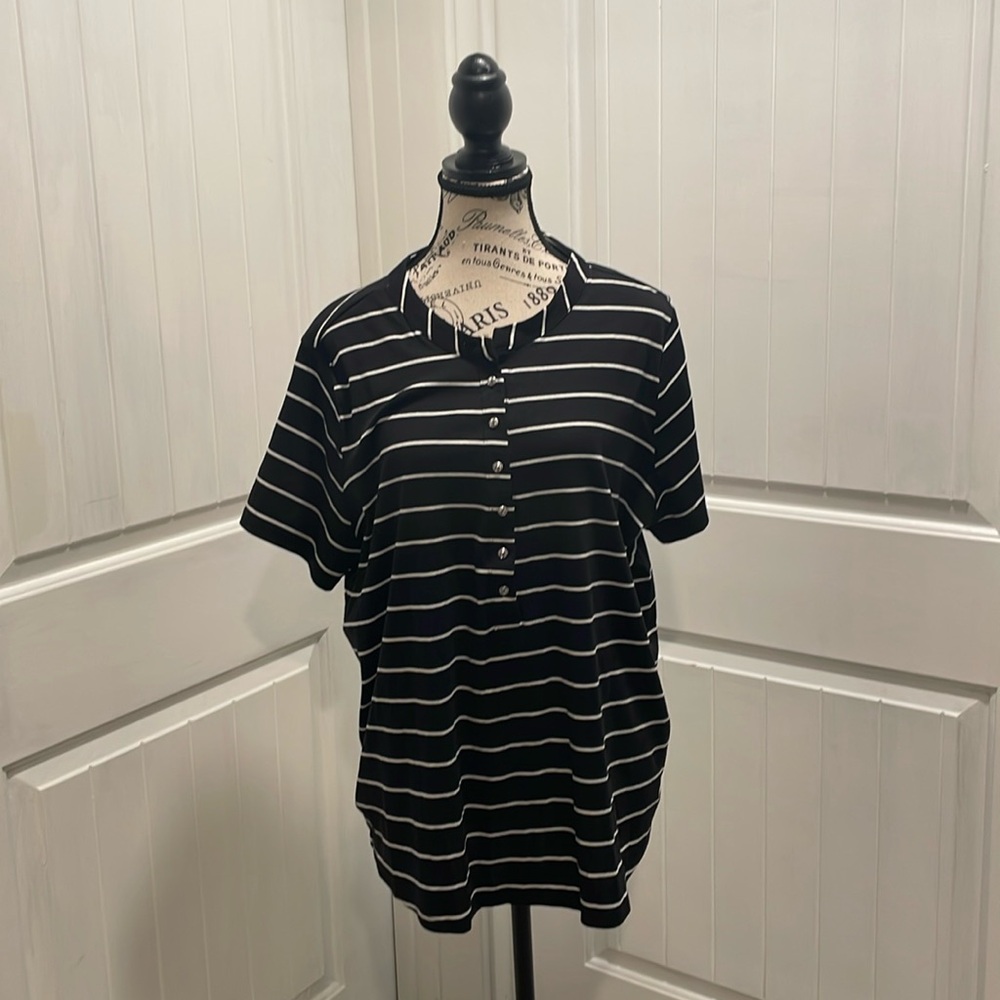 Calvin Klein Black and White Striped 1X Tshirt